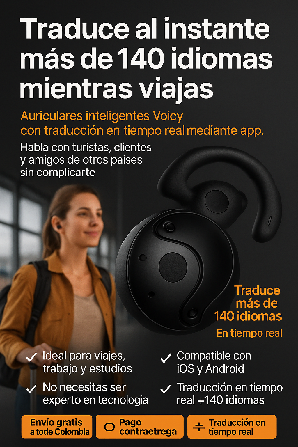 Voicy Auriculares Traductores +140 Idiomas